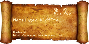 Maczinger Klára névjegykártya